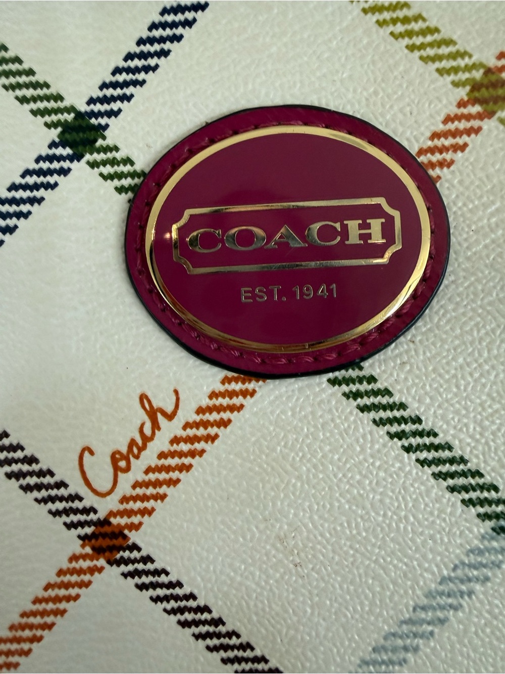 Like NEW Coach Tattersall ALERT plaid Peyton tablet iPad or CLUTCH LIKE NEW - Picture 7 of 16